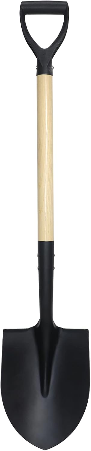 Round Shovel for Digging with D-Handle and Wooden Grip, 41 Inches