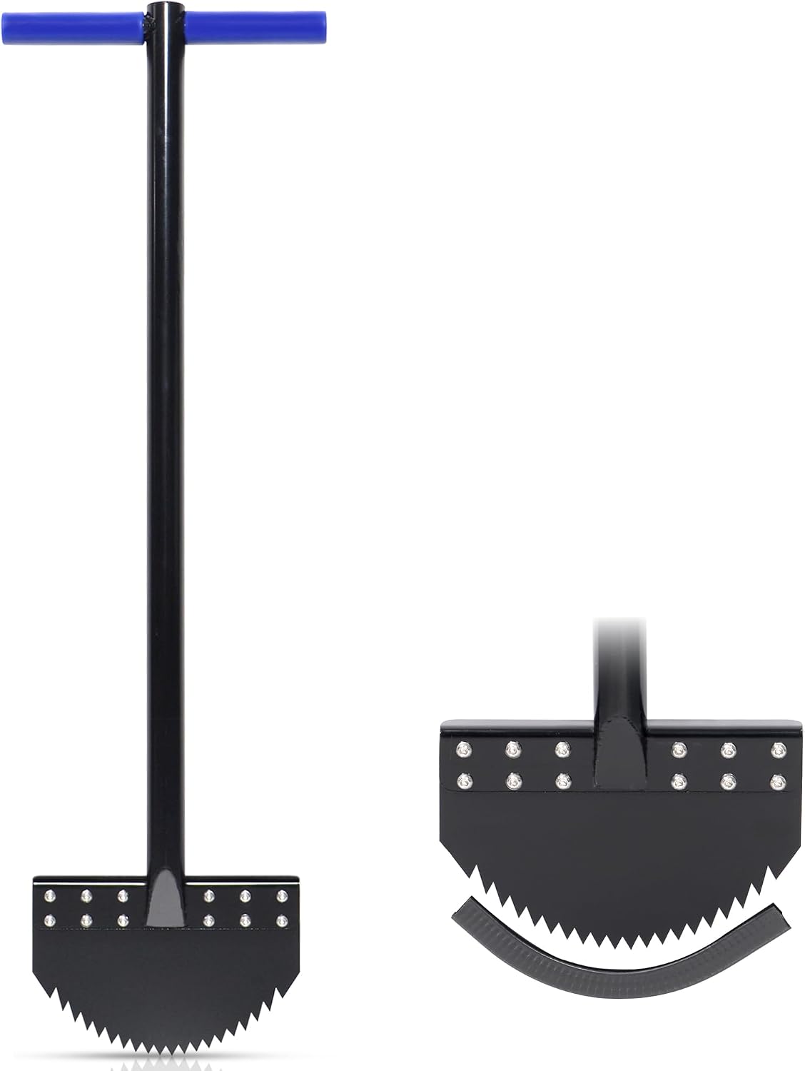 Half Moon Lawn Edger Tool with Serrated Spring Steel Blade and Wide Footplate
