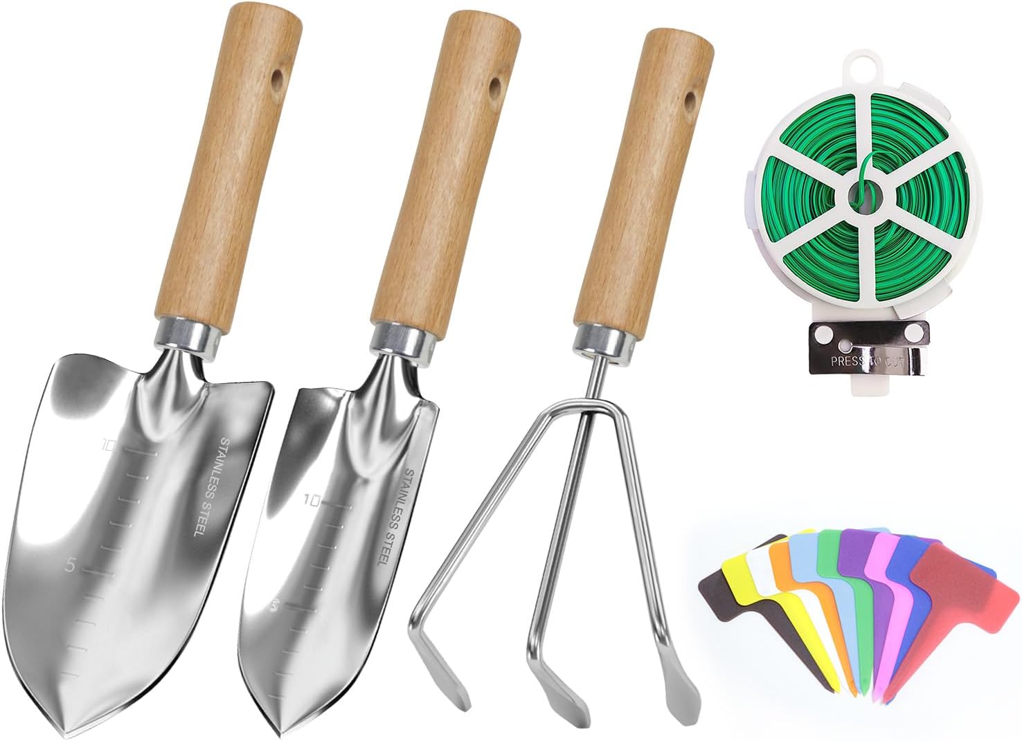 10-Piece Heavy Duty Garden Tool Set with Folding Stool and Tote Bag