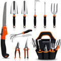 10-Piece Stainless Steel Garden Tool Set with Storage Tote Bag