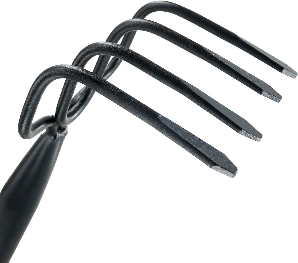 4 Tine Garden Cultivator Rake with Long Handle for Digging Loosening Weeding