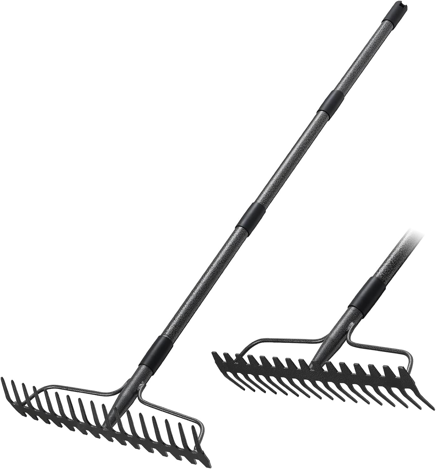 Heavy Duty Metal Garden Bow Rake with 17 Tines and Long Handle