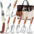 10-Piece Heavy Duty Aluminum Garden Tool Set with Tote Bag and Gloves