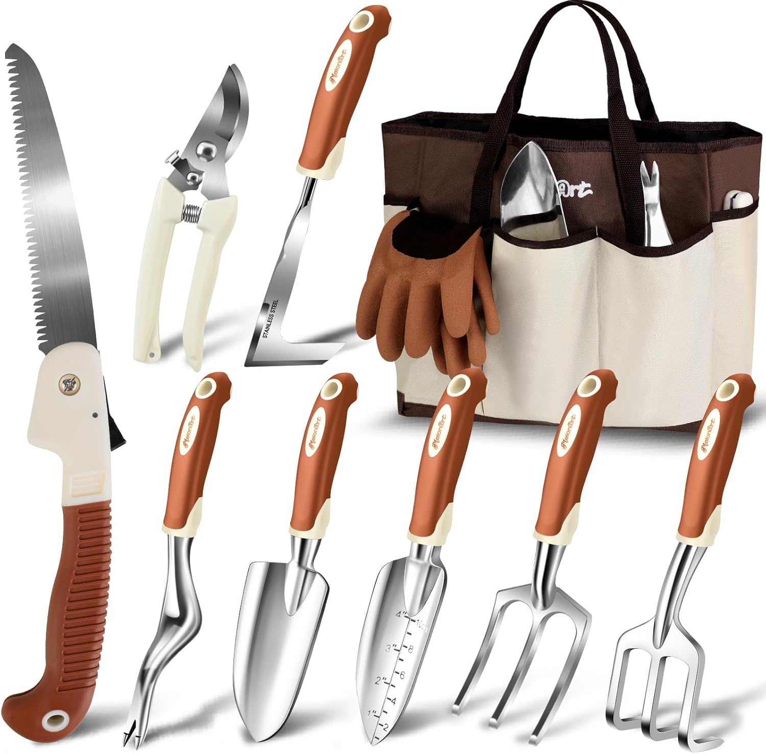 10-Piece Heavy Duty Aluminum Garden Tool Set with Tote Bag and Gloves