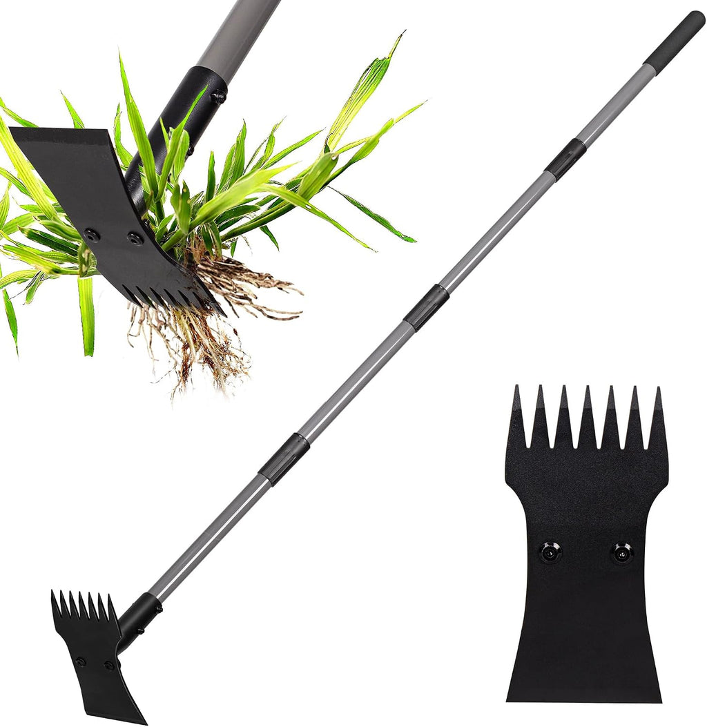 2-in-1 Weed Puller Tool and Garden Hoe with Long Handle Weed Rake