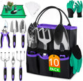 10-Piece Heavy Duty Gardening Hand Tools Kit with Storage Tote Bag