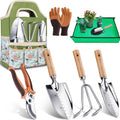 7-Piece Gardening Tools Set with Trowel, Hand Rake, Pruning Shears, Gloves and Repotting Mat