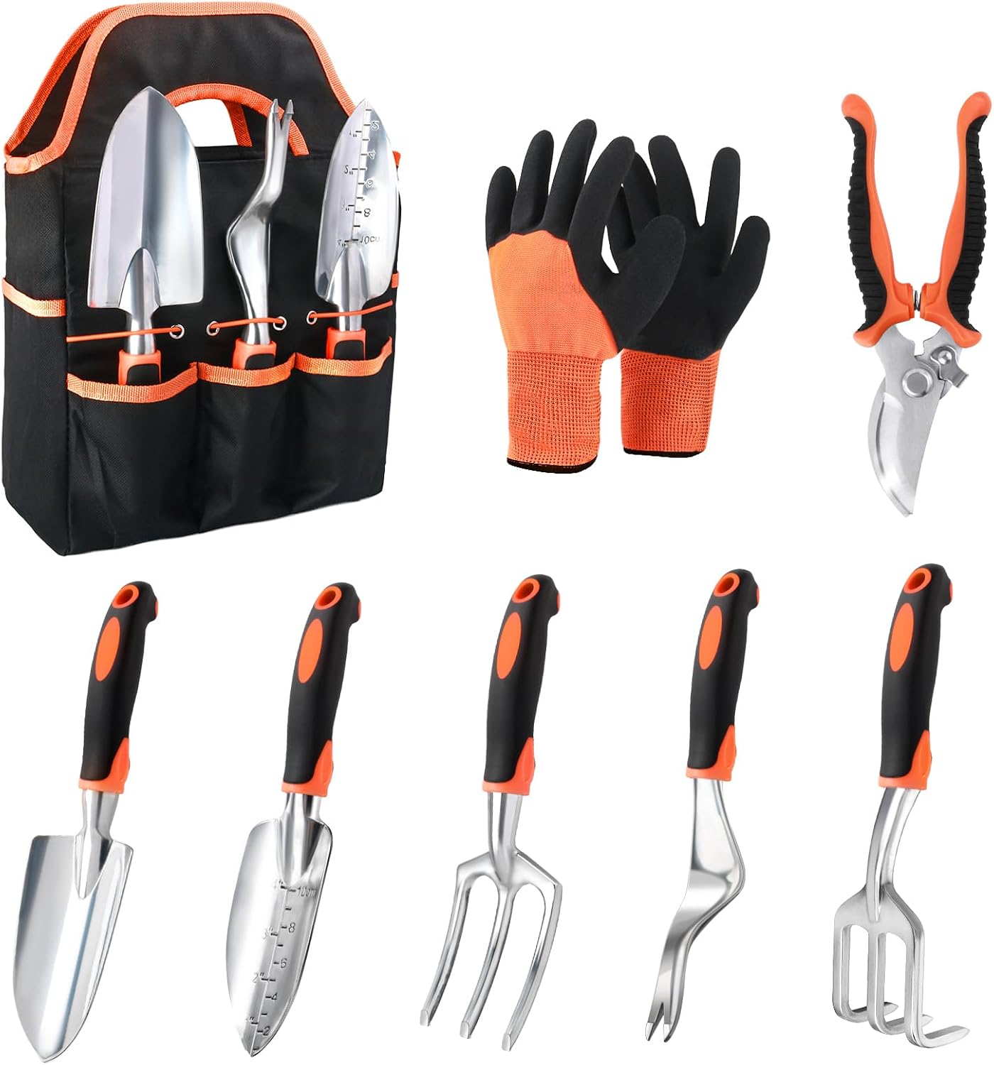 8-Piece Garden Hand Tool Set with Storage Bag and Gloves, Green
