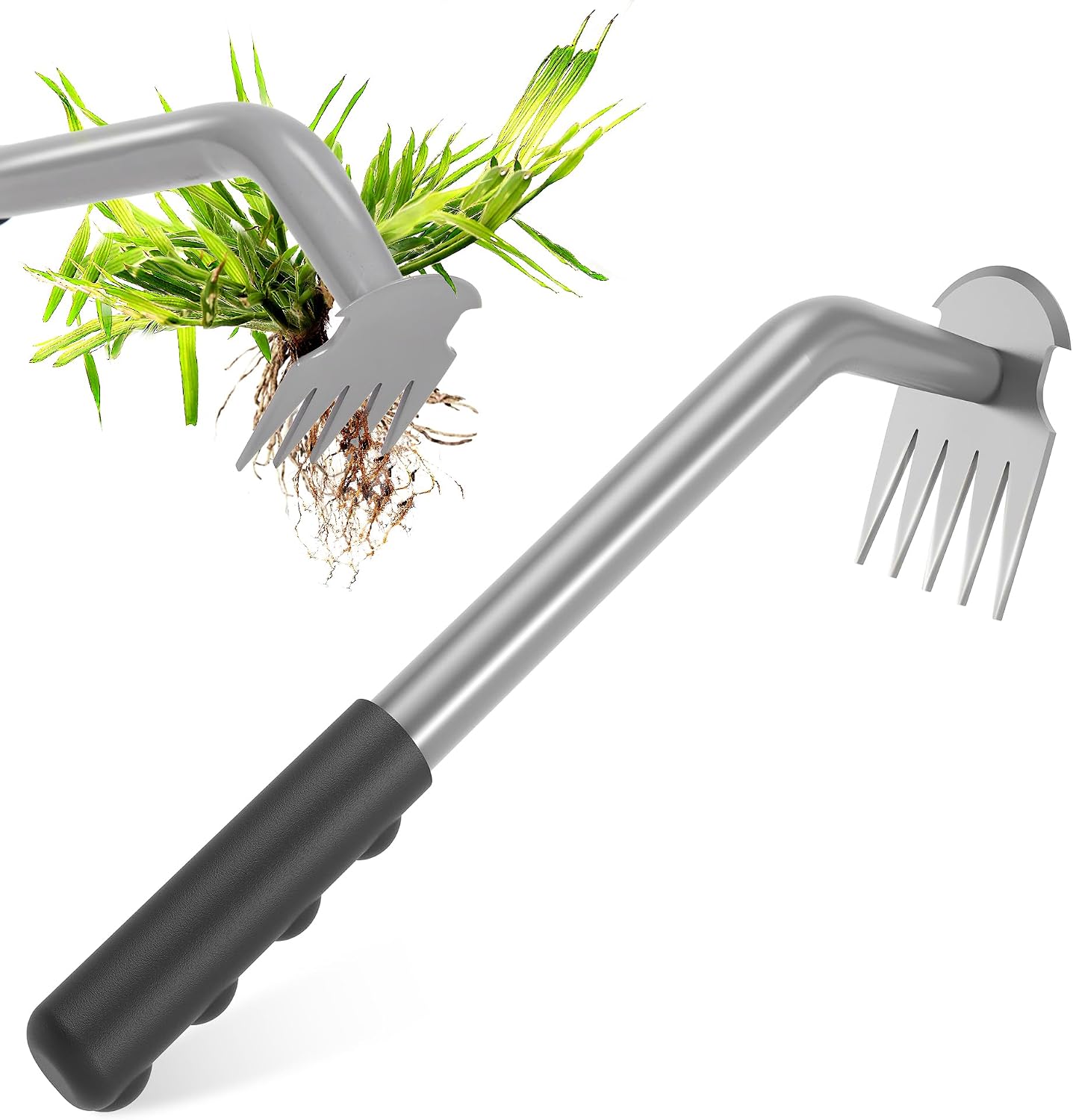 Weed Puller Tool 5-Tine Manganese Steel Hand Weeder with Ergonomic Grip