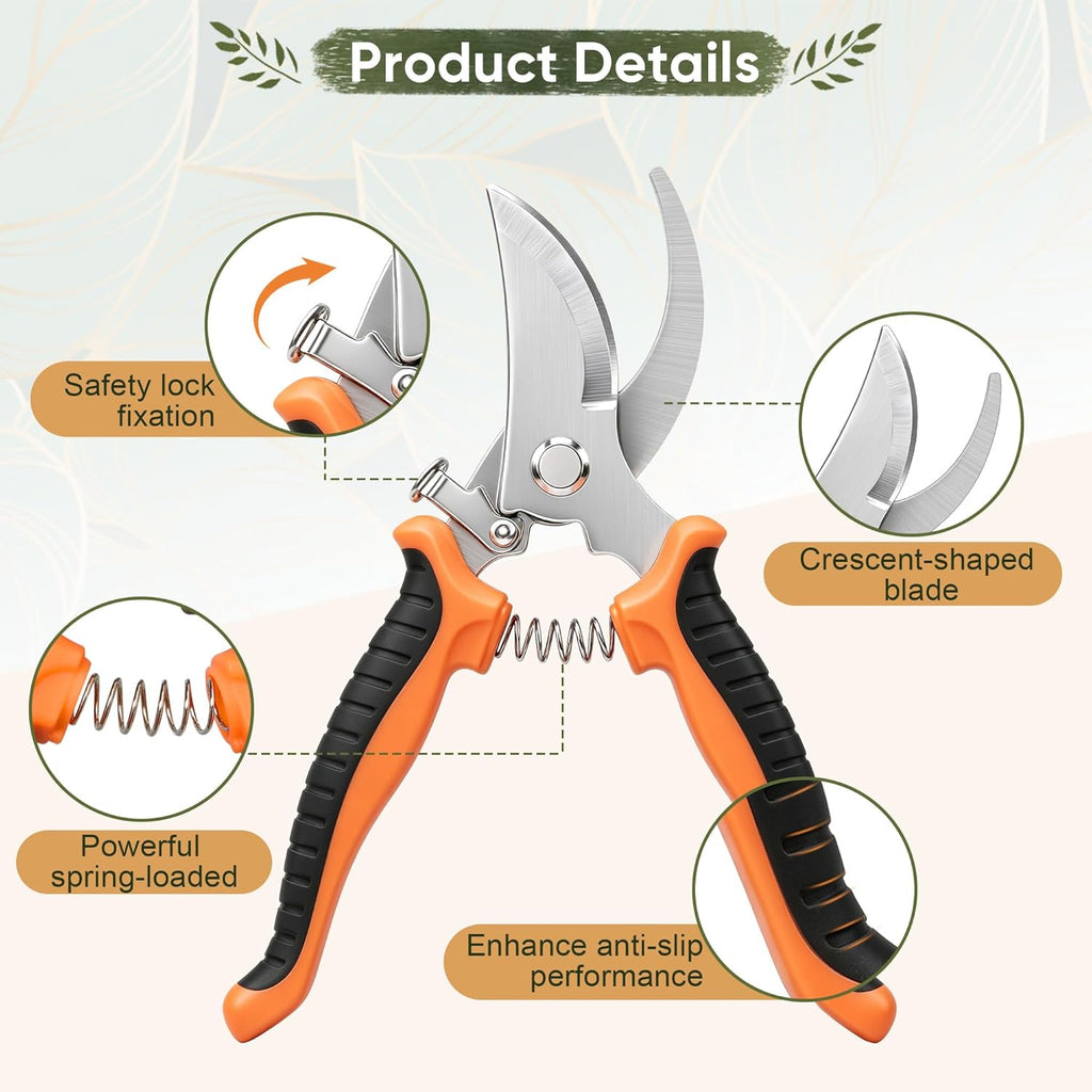 8 Pcs Stainless Steel Heavy Duty Garden Tool Set with Ergonomic Grip