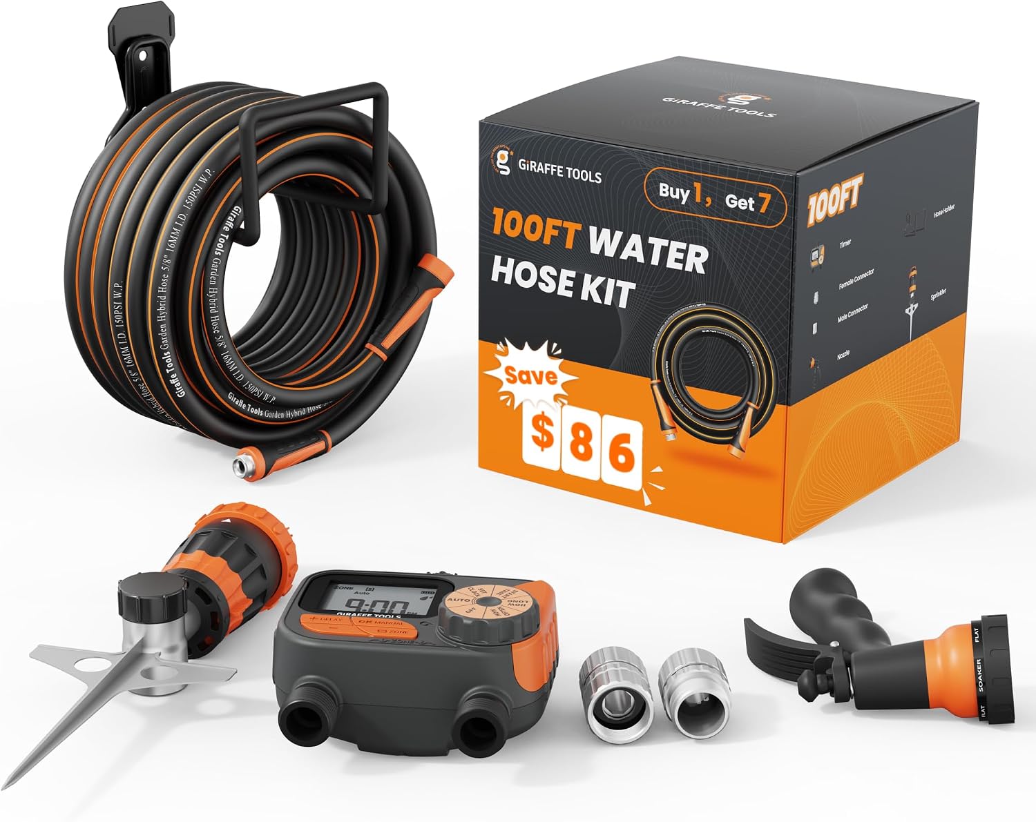 Garden Hose 5/8 Inch Flexible Lightweight Hybrid Hose with Swivel Handle