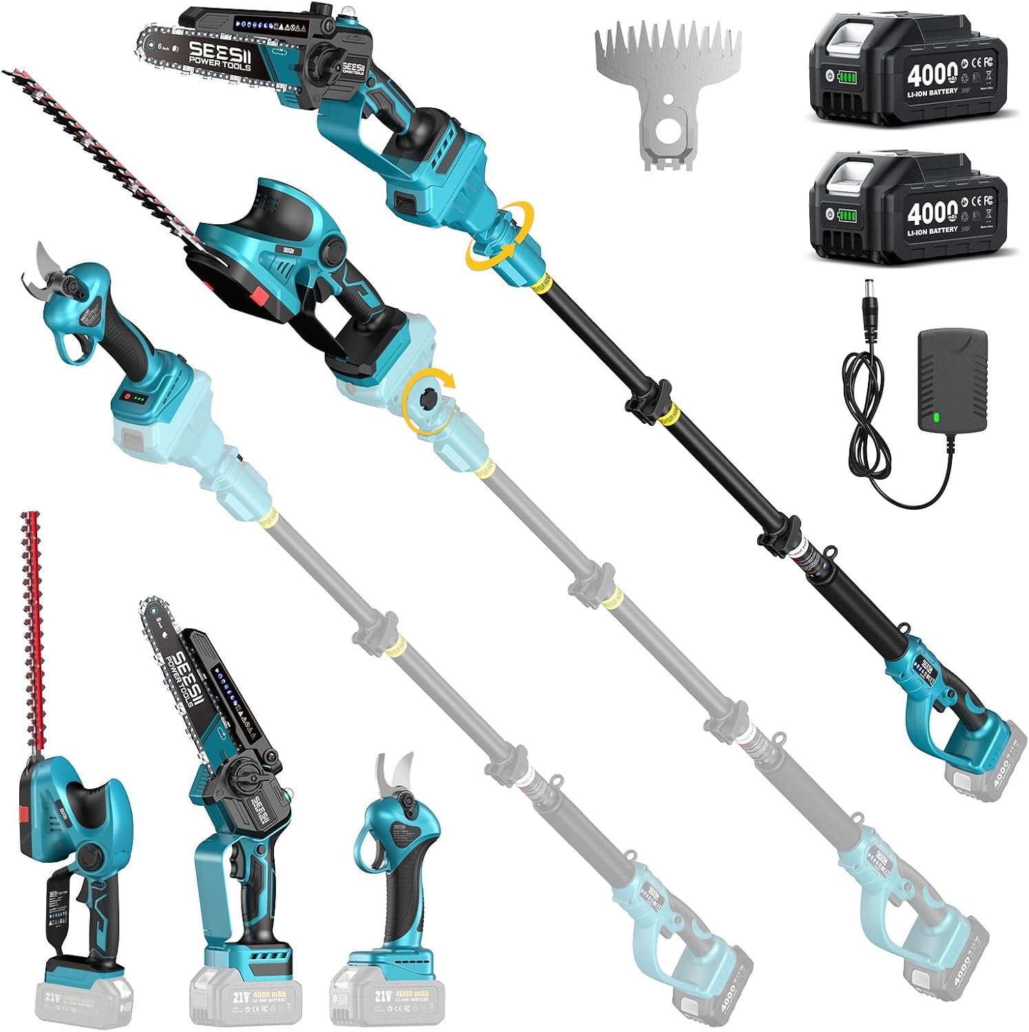 6-Inch Cordless Mini Chainsaw Handheld Electric Power Chain Saw with 2 Batteries for Tree Trimming and Wood Cutting