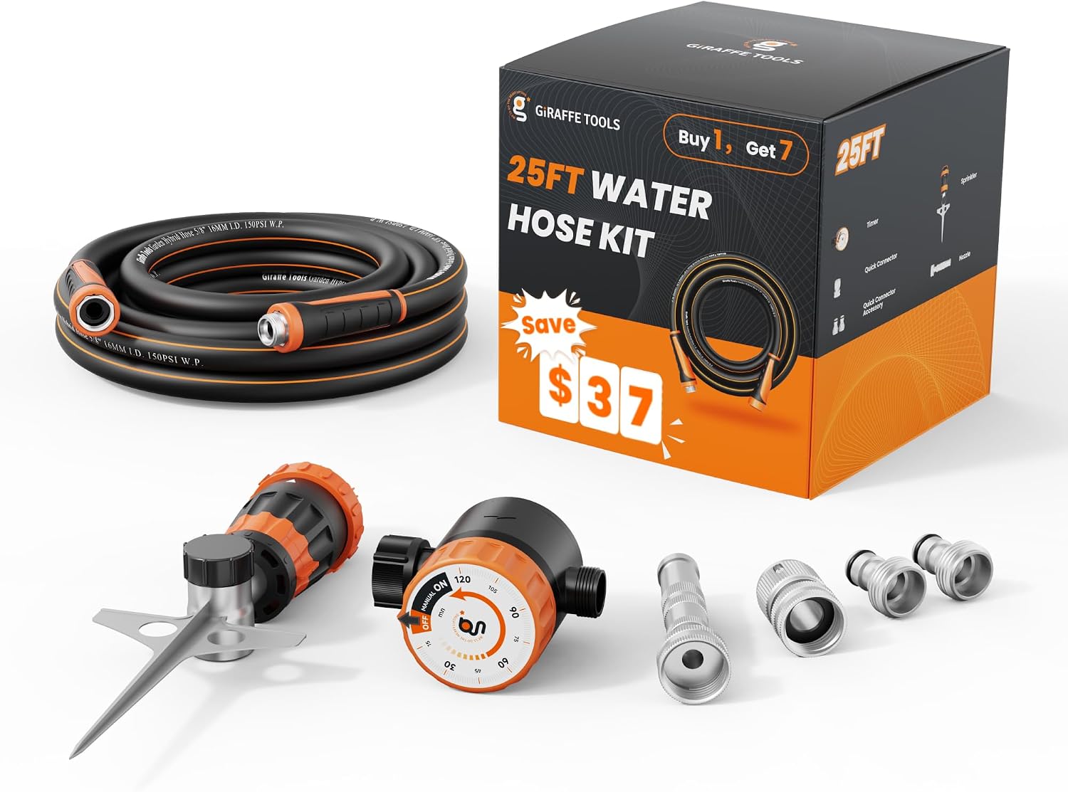 Garden Hose 5/8 Inch Flexible Lightweight Hybrid Hose with Swivel Handle
