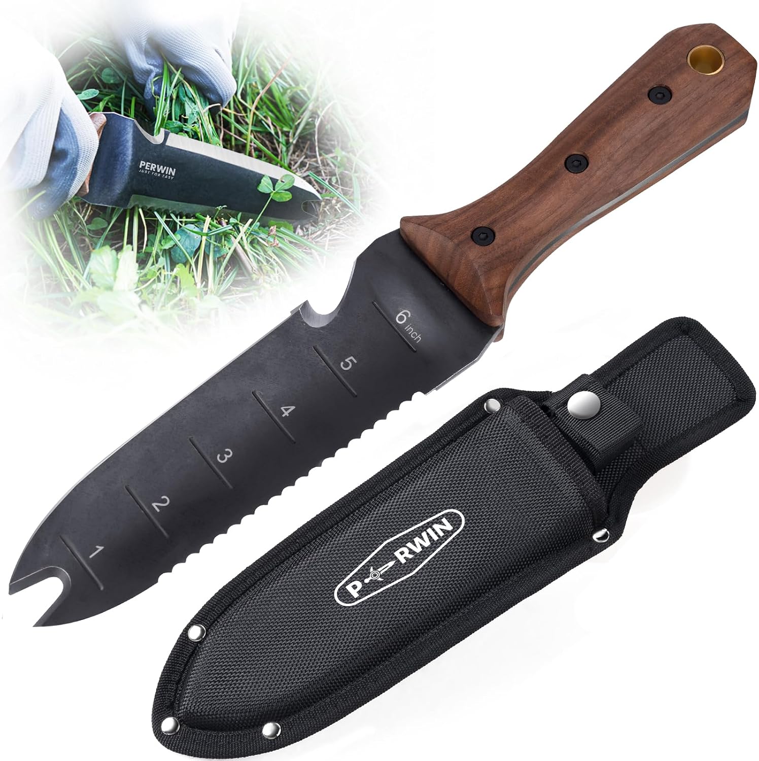 Hori Hori Garden Knife with Sheath for Weeding, Planting, and Digging