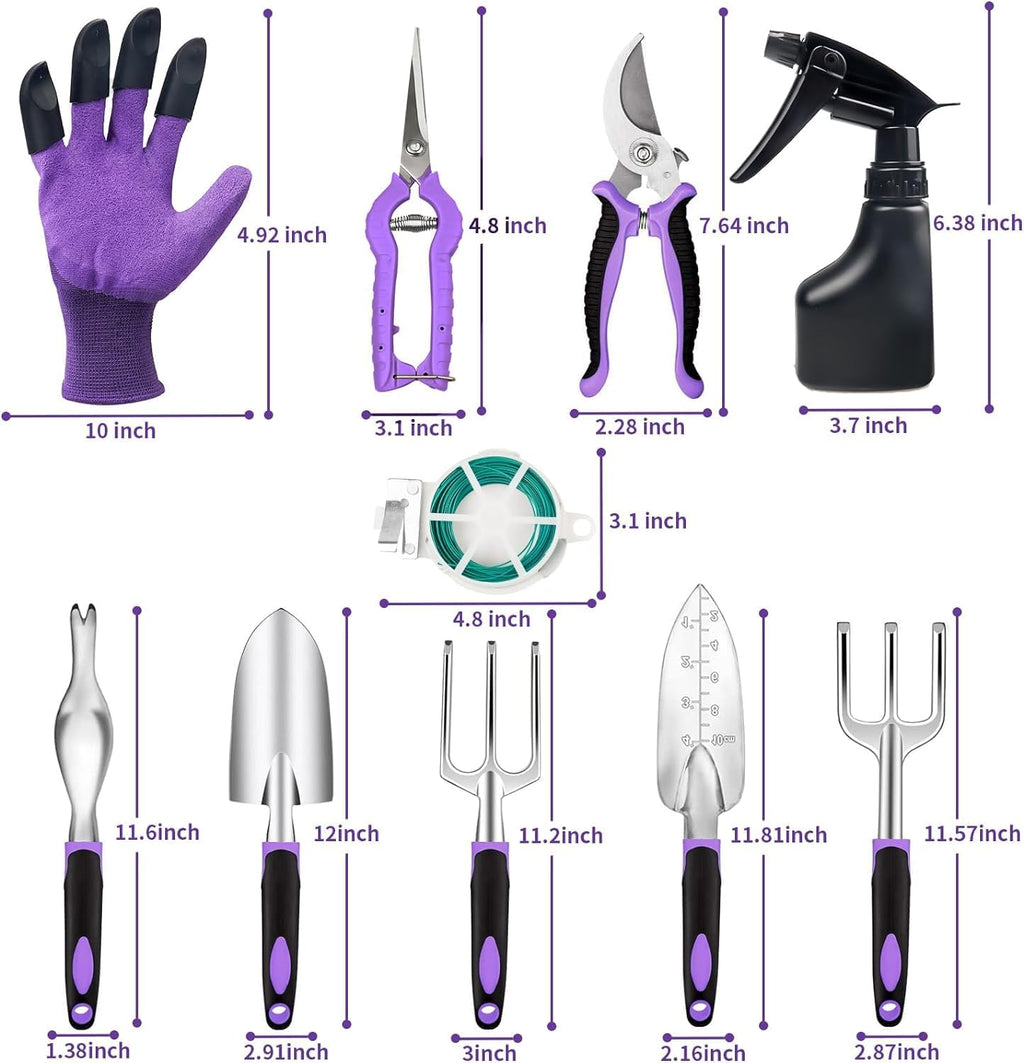 11 Pcs Heavy Duty Aluminum Alloy Garden Tools Set with Storage Bag