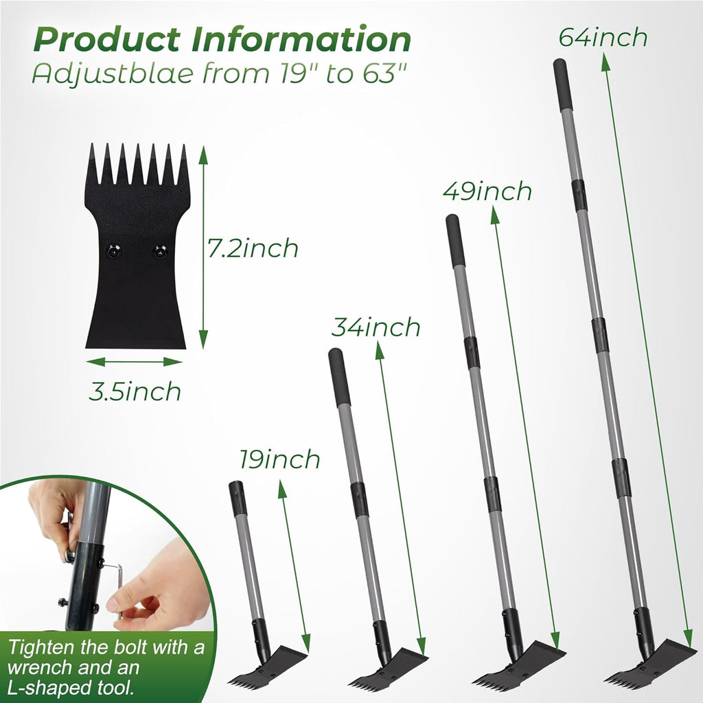 2-in-1 Weed Puller Tool and Garden Hoe with Long Handle Weed Rake