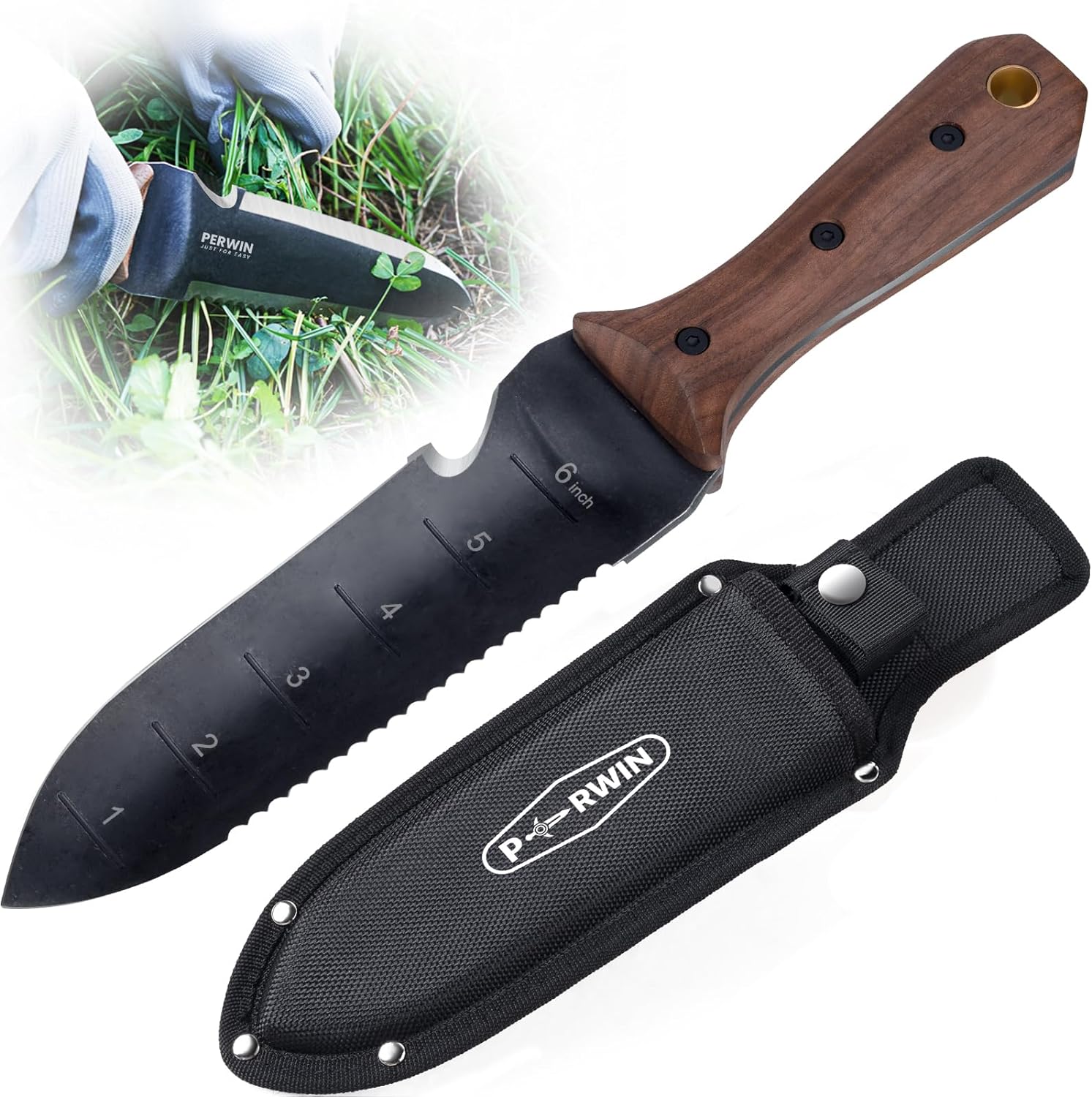 Hori Hori Garden Knife with Sheath for Weeding, Planting, and Digging