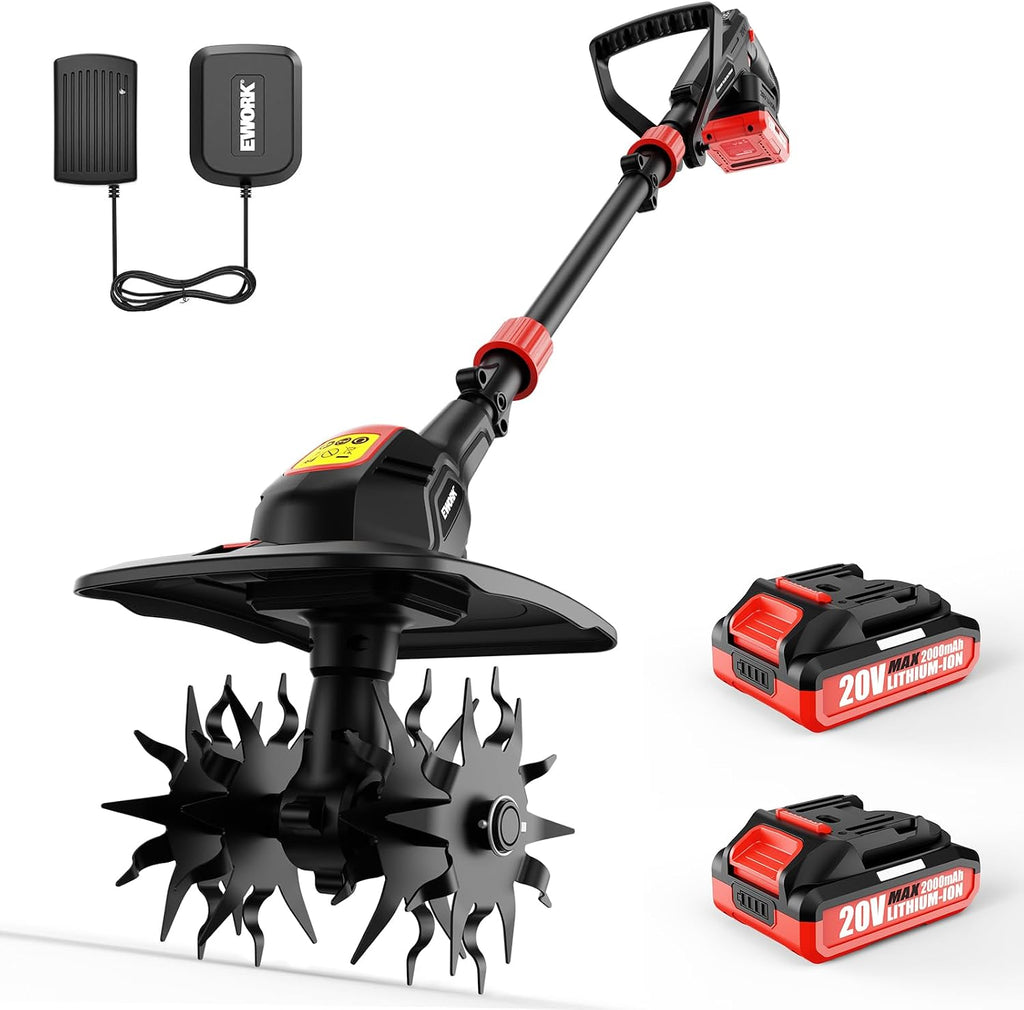 20V Cordless Tiller Cultivator Electric Hand Tiller for Garden and Yard