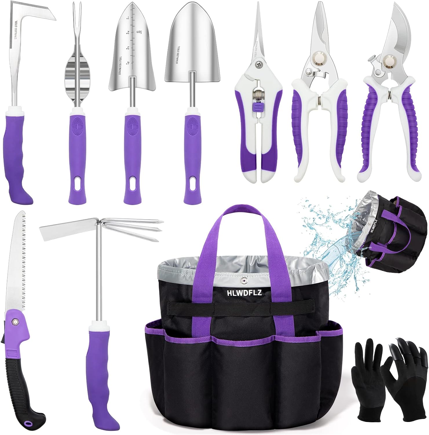 24-Piece Heavy Duty Garden Tool Set with Detachable Storage Bag and Succulent Tools