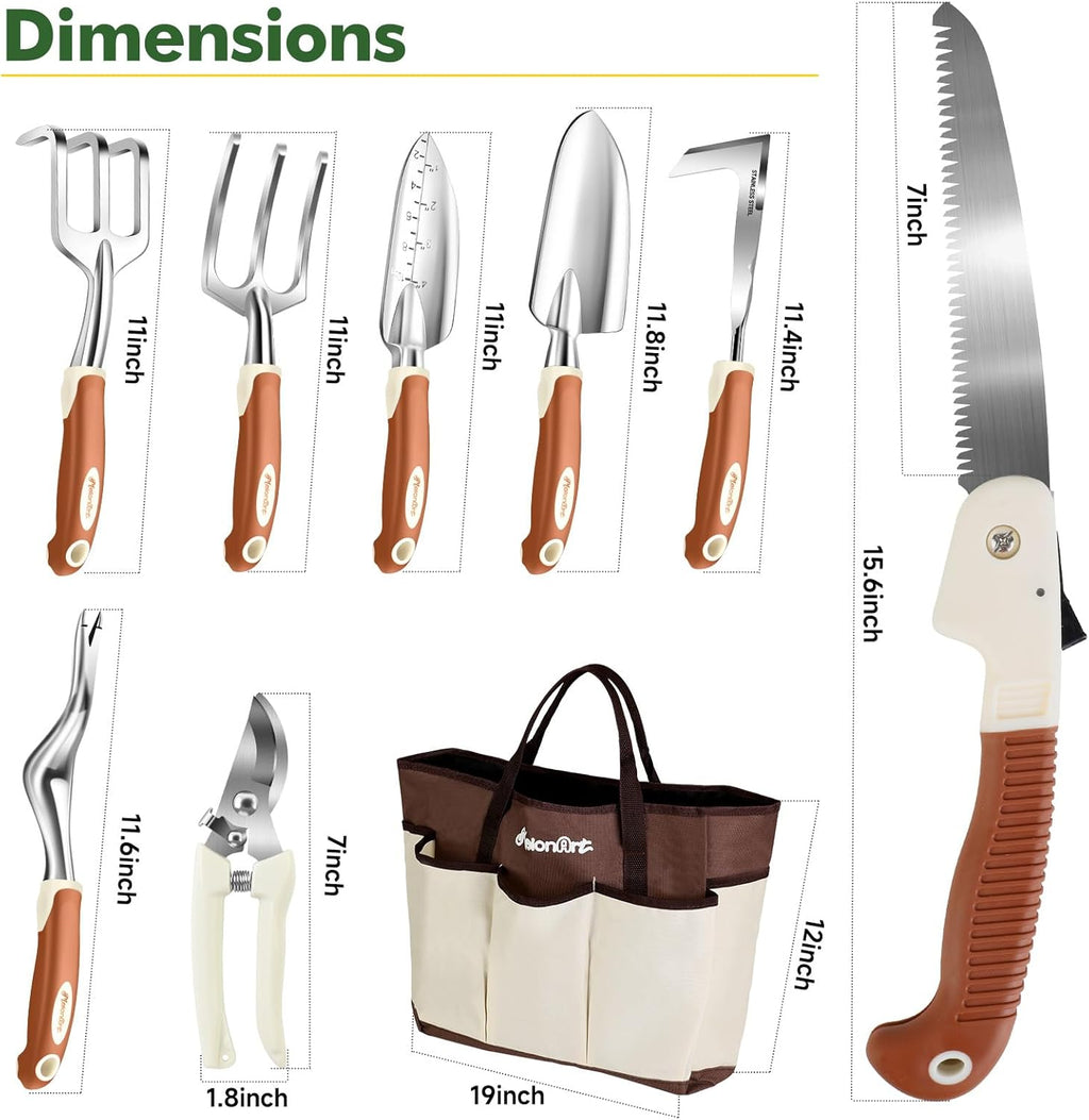 10-Piece Heavy Duty Aluminum Garden Tool Set with Tote Bag and Gloves