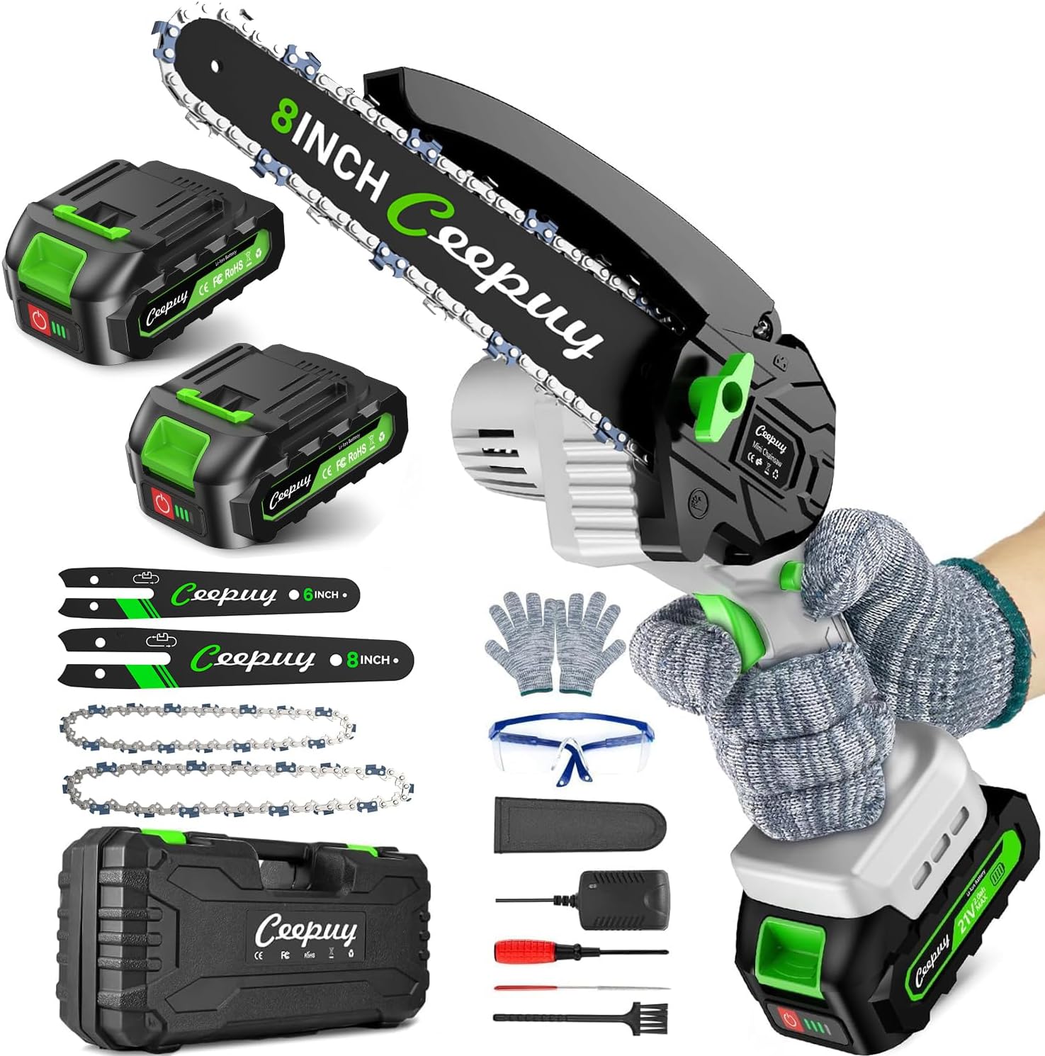 Mini Chainsaw Cordless 6 Inch Portable Electric Handheld Saw for Trees Branches