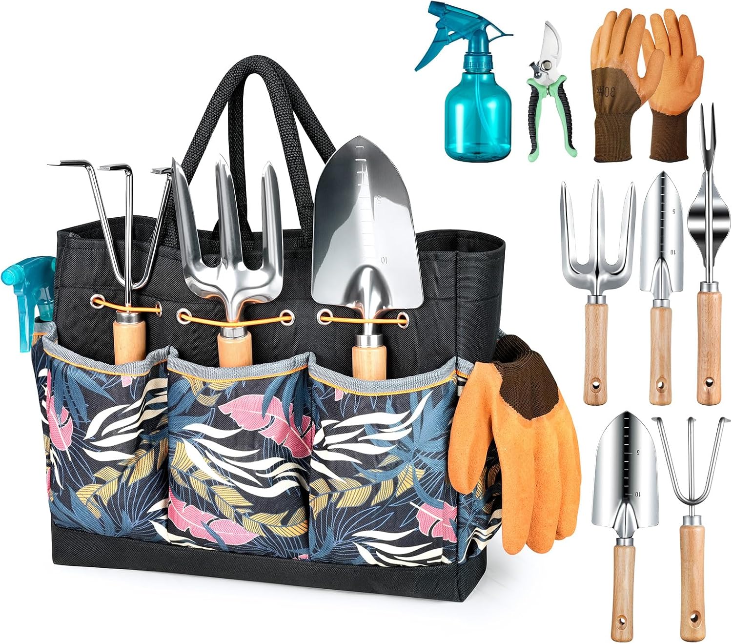 Heavy Duty Stainless Steel Gardening Tools Set with Tote Bag