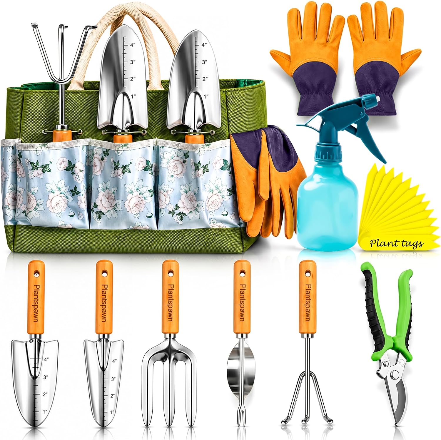 8-Piece Heavy Duty Stainless Steel Garden Hand Tools Set with Tote Bag