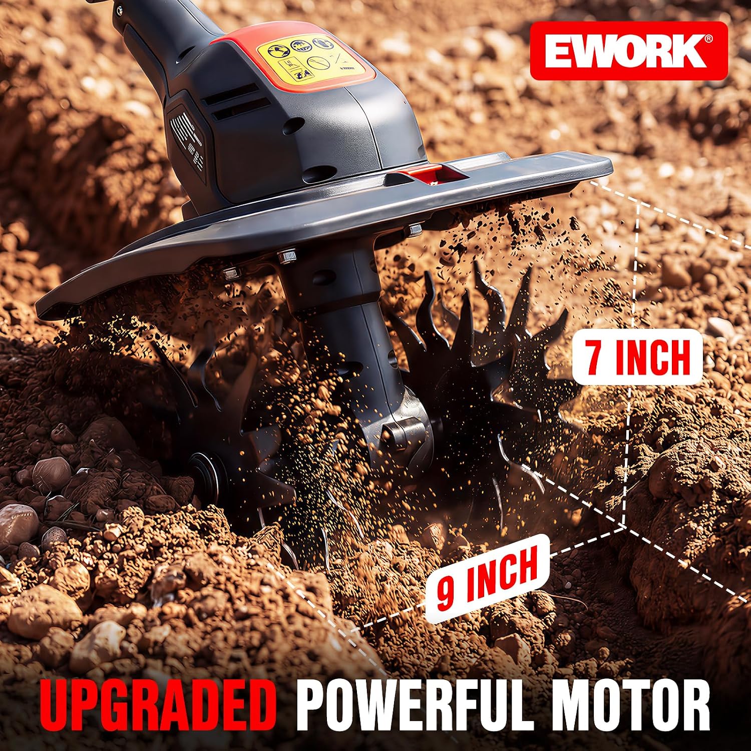 20V Cordless Tiller Cultivator Electric Hand Tiller for Garden and Yard