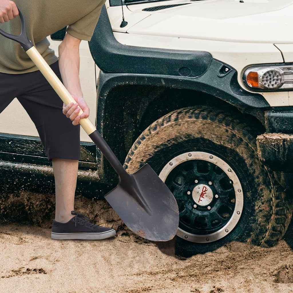 Round Shovel for Digging with D-Handle and Wooden Grip, 41 Inches
