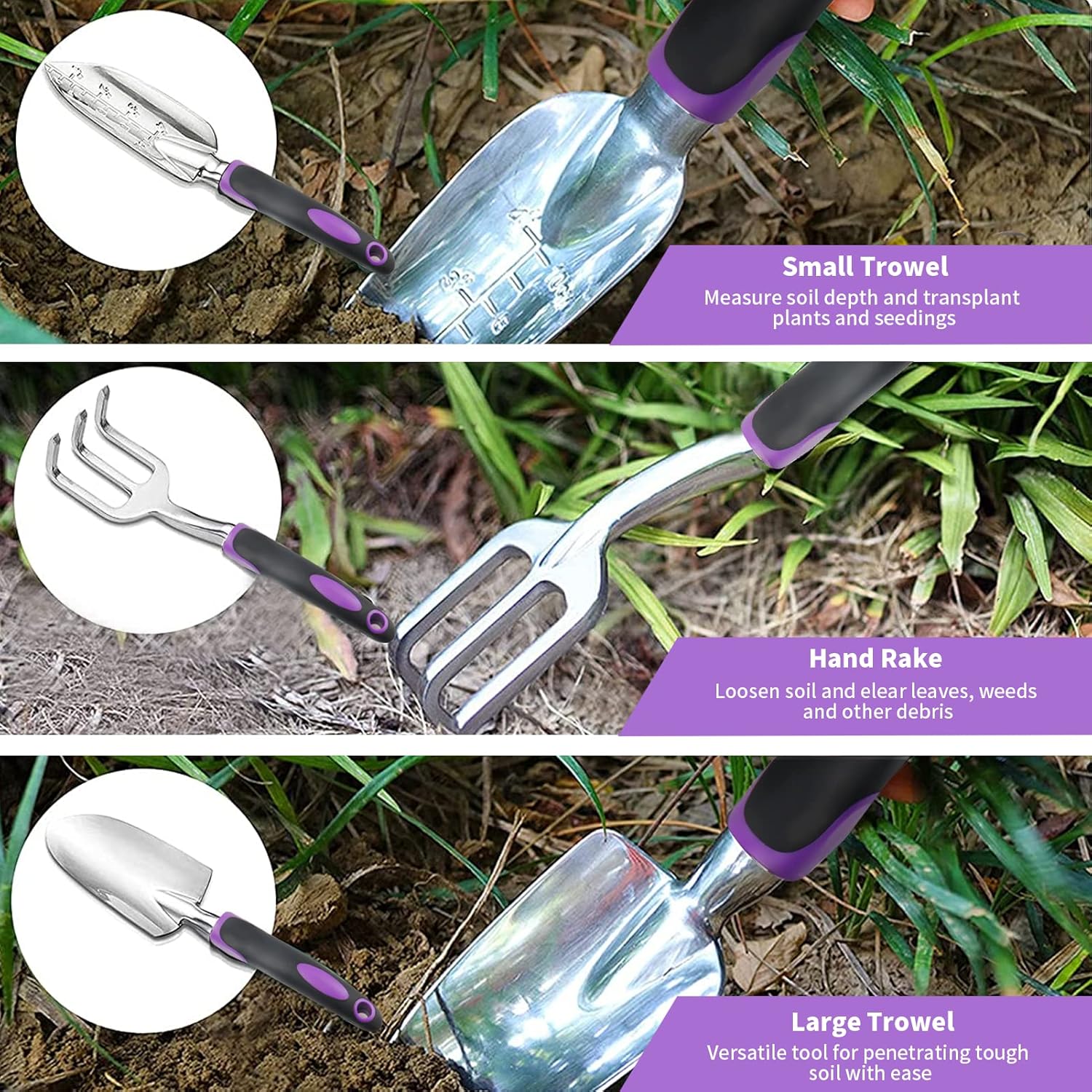 11 Pcs Heavy Duty Aluminum Alloy Garden Tools Set with Storage Bag