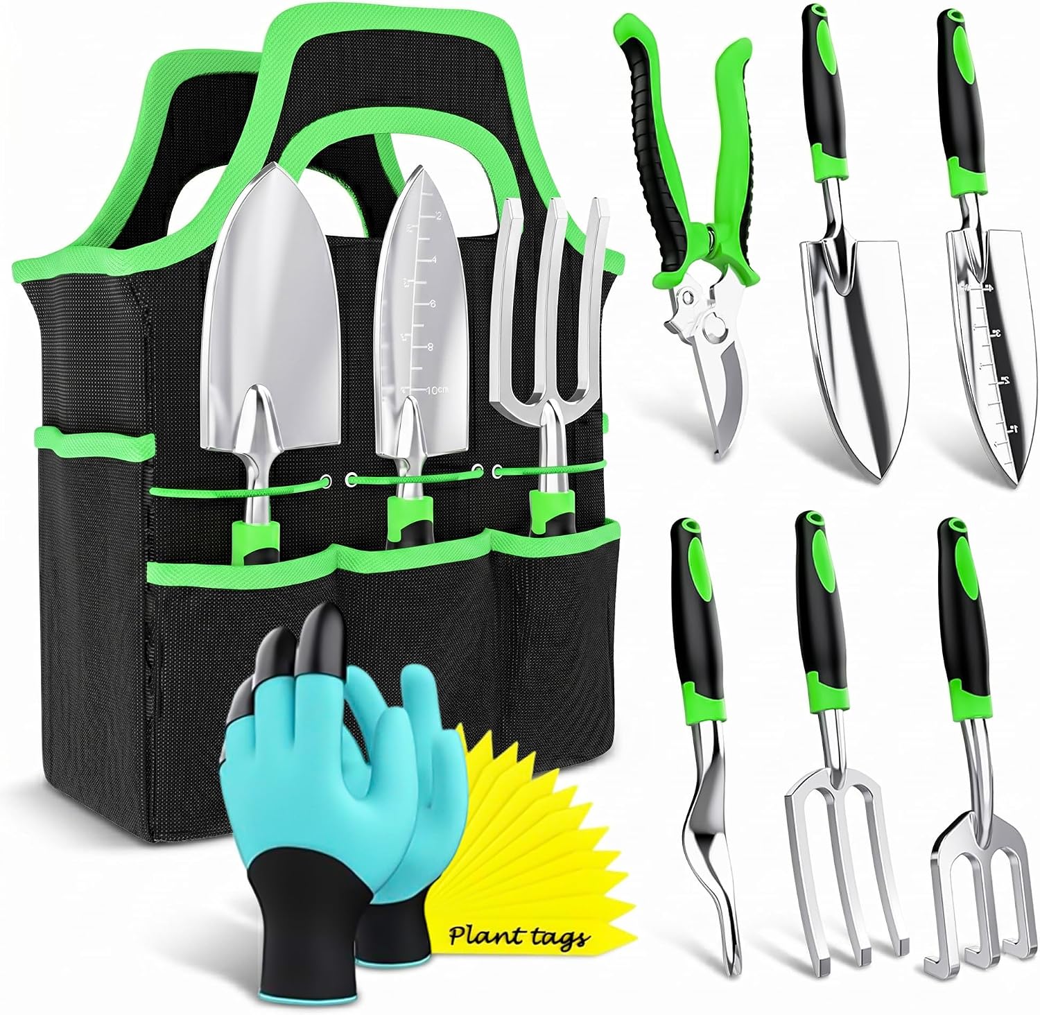 8-Piece Heavy Duty Stainless Steel Garden Hand Tools Set with Tote Bag
