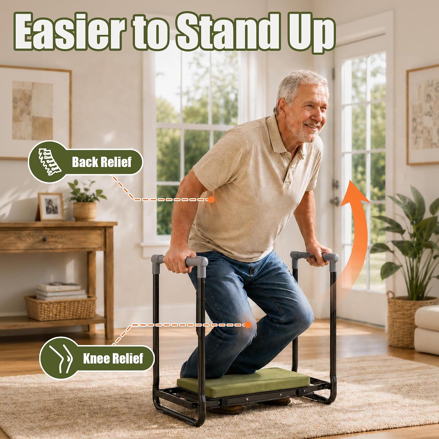 Foldable Garden Kneeler and Seat with EVA Pad and Tool Pouches