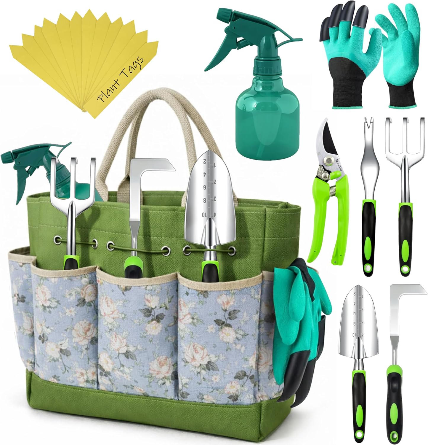 Heavy Duty Garden Tool Set with Ergonomic Handle and Carry Bag