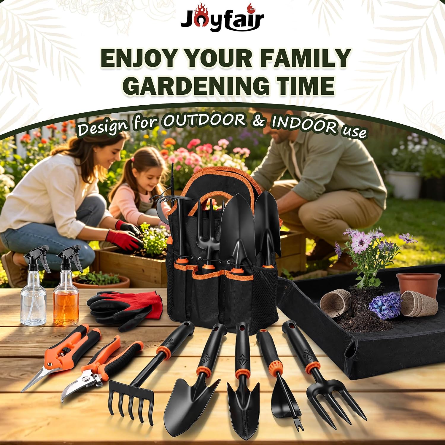 12 Pcs Garden Tool Set for Planting & Weeding, 1.4MM Thick Premium Steel, Ergonomic Contoured Grip, Indoor Outdoor Use