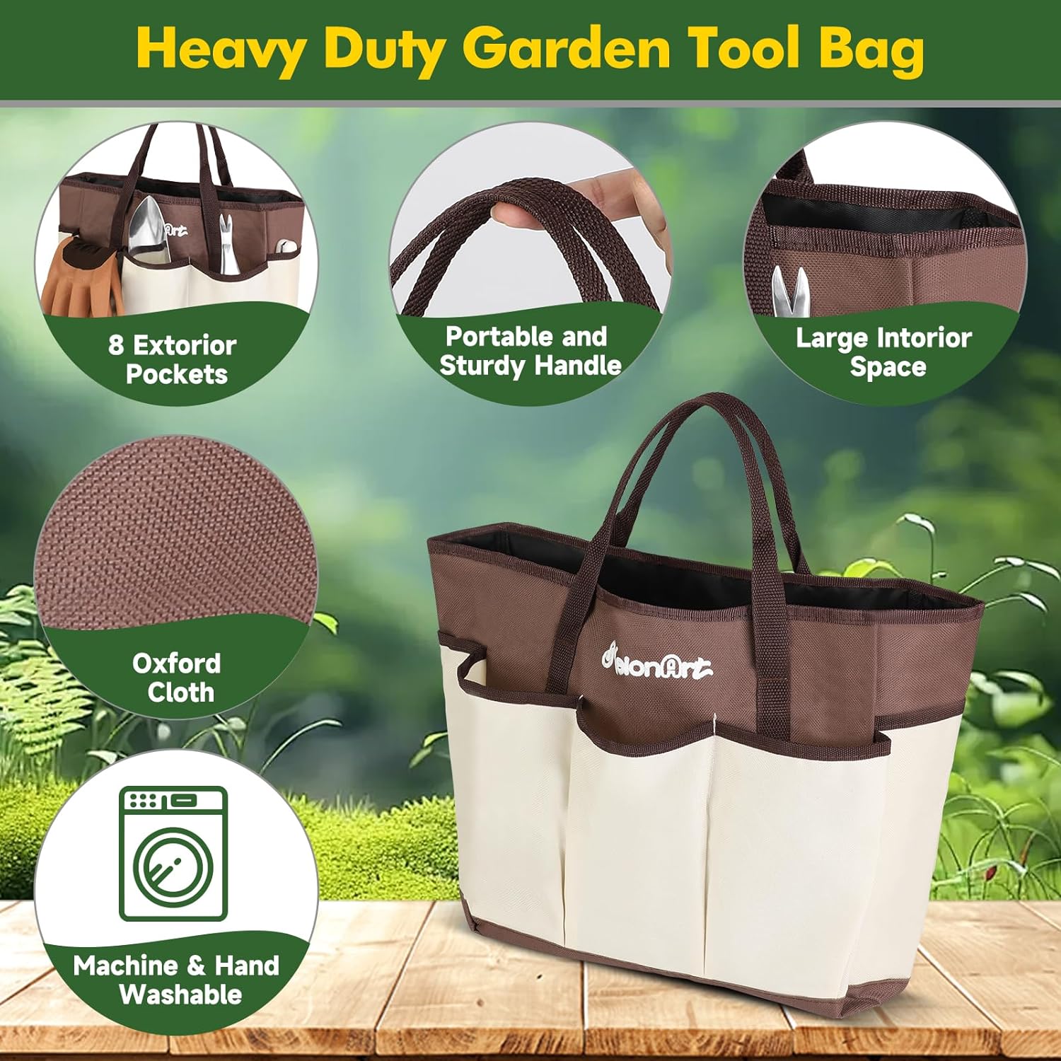 10-Piece Heavy Duty Aluminum Garden Tool Set with Tote Bag and Gloves