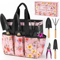 9 Piece Garden Tool Set Heavy Duty Stainless Steel Ergonomic Rubber Handles with Storage Tote Bag