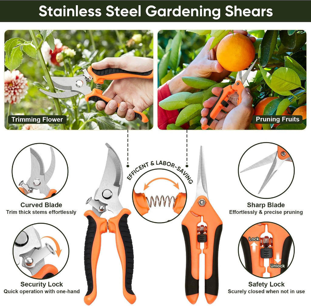 12 Pcs Garden Tool Set for Planting & Weeding, 1.4MM Thick Premium Steel, Ergonomic Contoured Grip, Indoor Outdoor Use