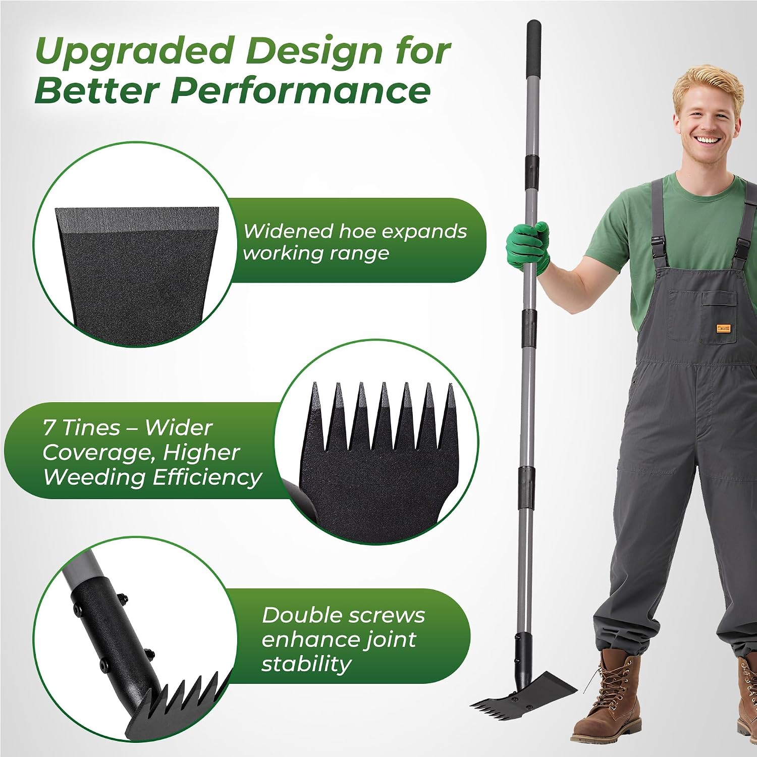 2-in-1 Weed Puller Tool and Garden Hoe with Long Handle Weed Rake
