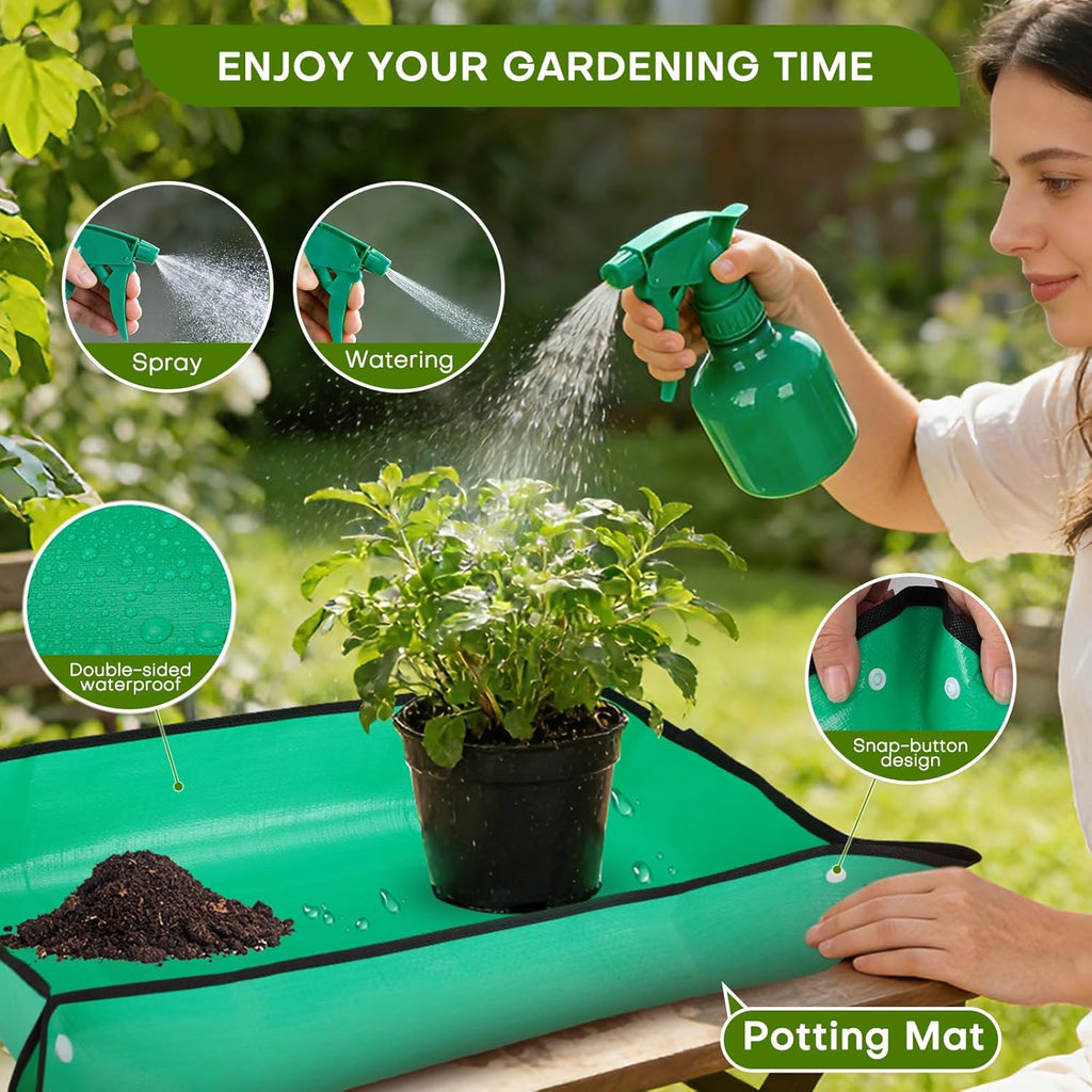 62-Piece Heavy-Duty Garden Tool Set, Complete Garden Tool Kit with Stainless Steel Shovel, Repotting Mat, Pruning Shear and Durable Gardening Tool Bag