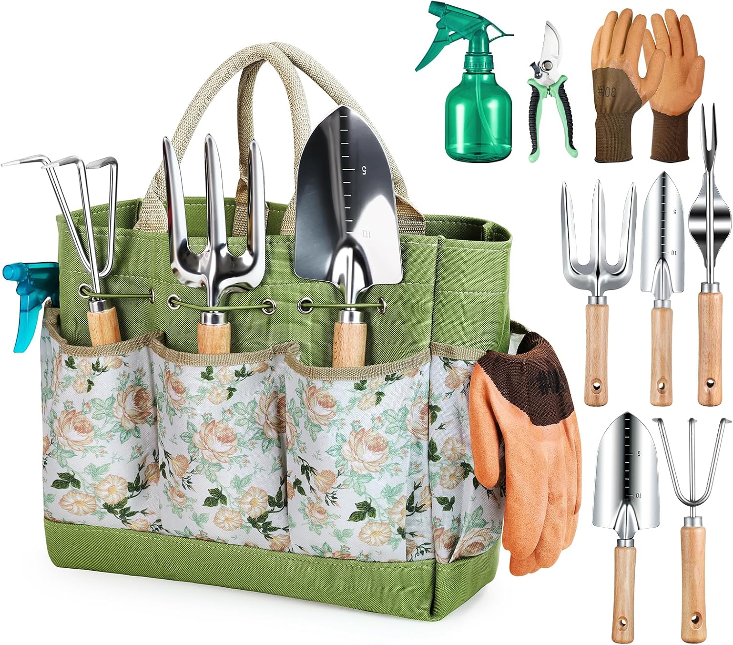 Heavy Duty Stainless Steel Gardening Tools Set with Tote Bag