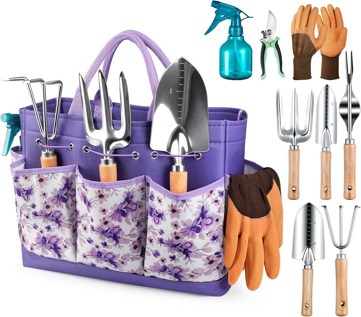 Heavy Duty Stainless Steel Gardening Tools Set with Tote Bag