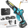 6-Inch Cordless Mini Chainsaw Handheld Electric Power Chain Saw with 2 Batteries for Tree Trimming and Wood Cutting