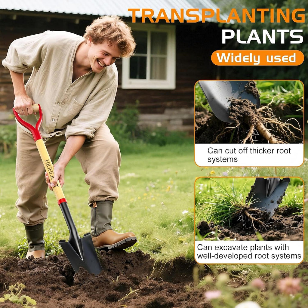 Spade Shovel 45 Inch D-Grip Steel Narrow Transplanting Drain Spade