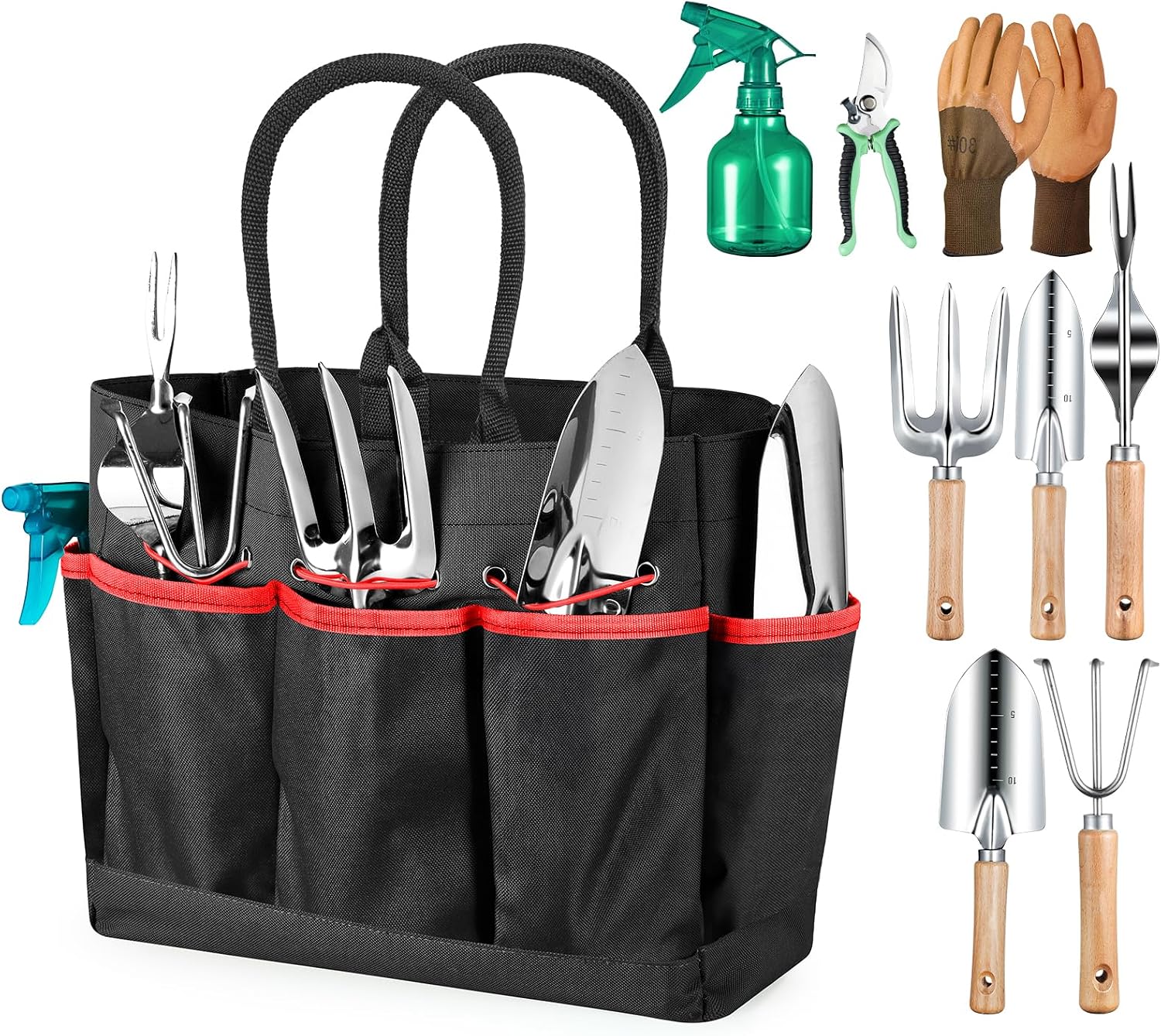 Heavy Duty Stainless Steel Gardening Tools Set with Tote Bag