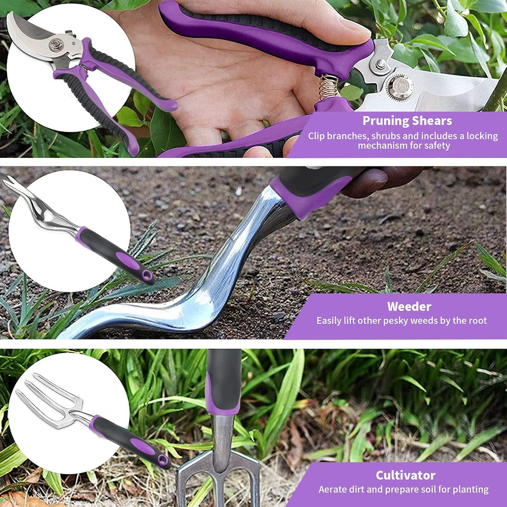 11 Pcs Heavy Duty Aluminum Alloy Garden Tools Set with Storage Bag