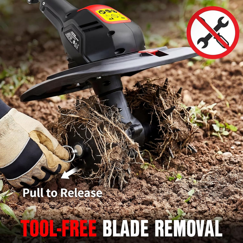 20V Cordless Tiller Cultivator Electric Hand Tiller for Garden and Yard