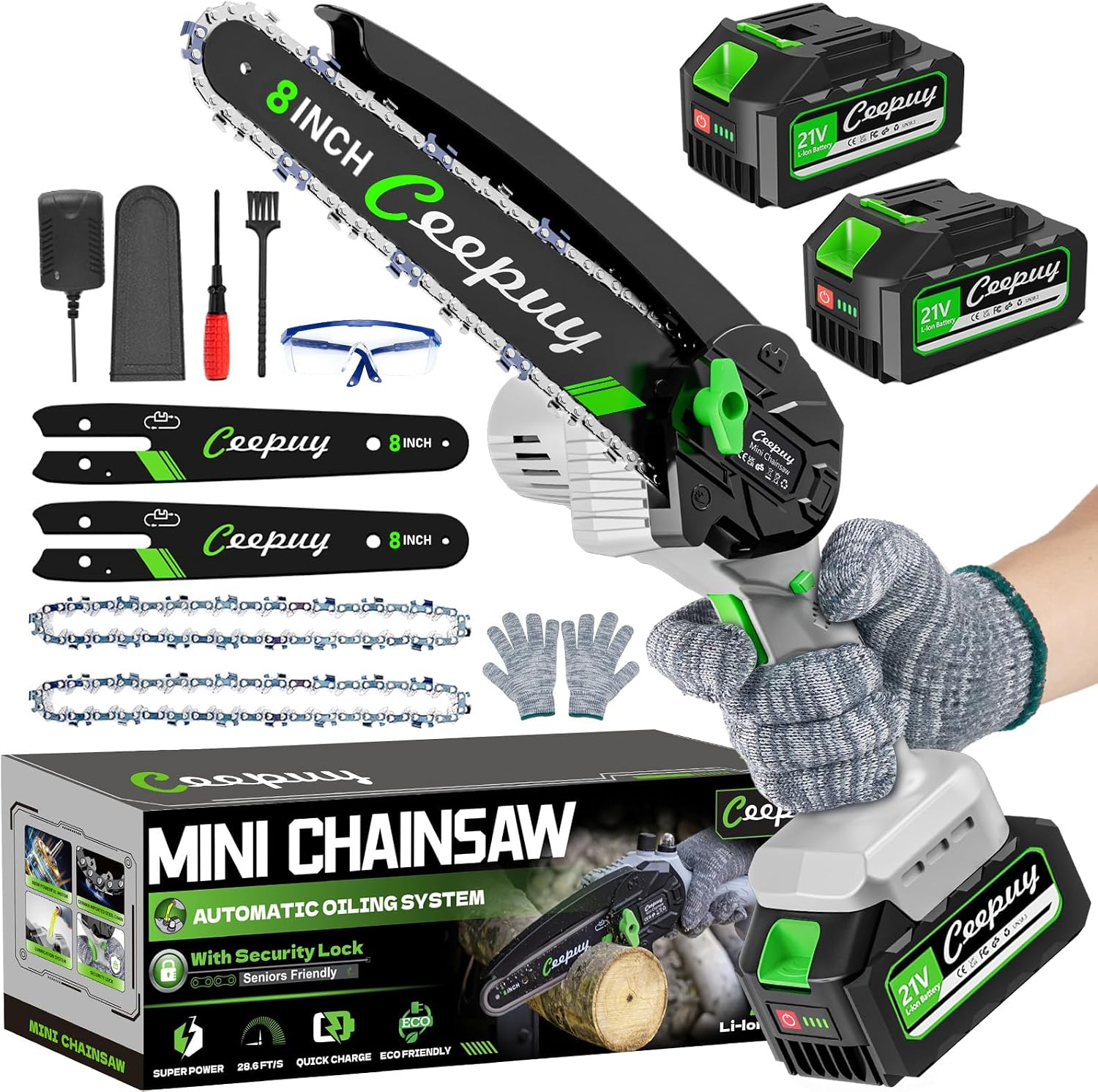 Mini Chainsaw Cordless 6 Inch Portable Electric Handheld Saw for Trees Branches