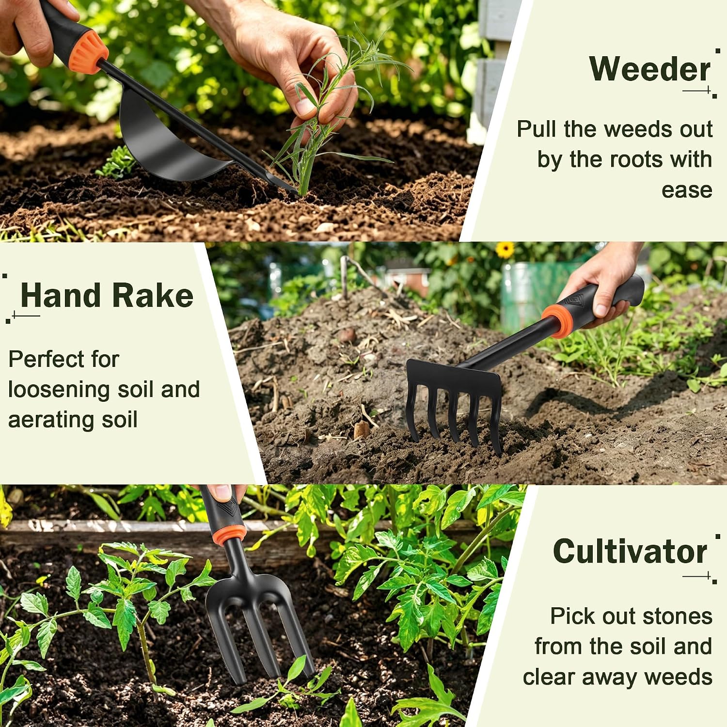 12 Pcs Garden Tool Set for Planting & Weeding, 1.4MM Thick Premium Steel, Ergonomic Contoured Grip, Indoor Outdoor Use