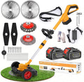 Cordless Weed Wacker with Wheels, 5-in-1 Electric String Trimmer, Battery Powered Weed Eater with 2 Batteries, Foldable Height Adjustable Lightweight Edger Lawn Tool