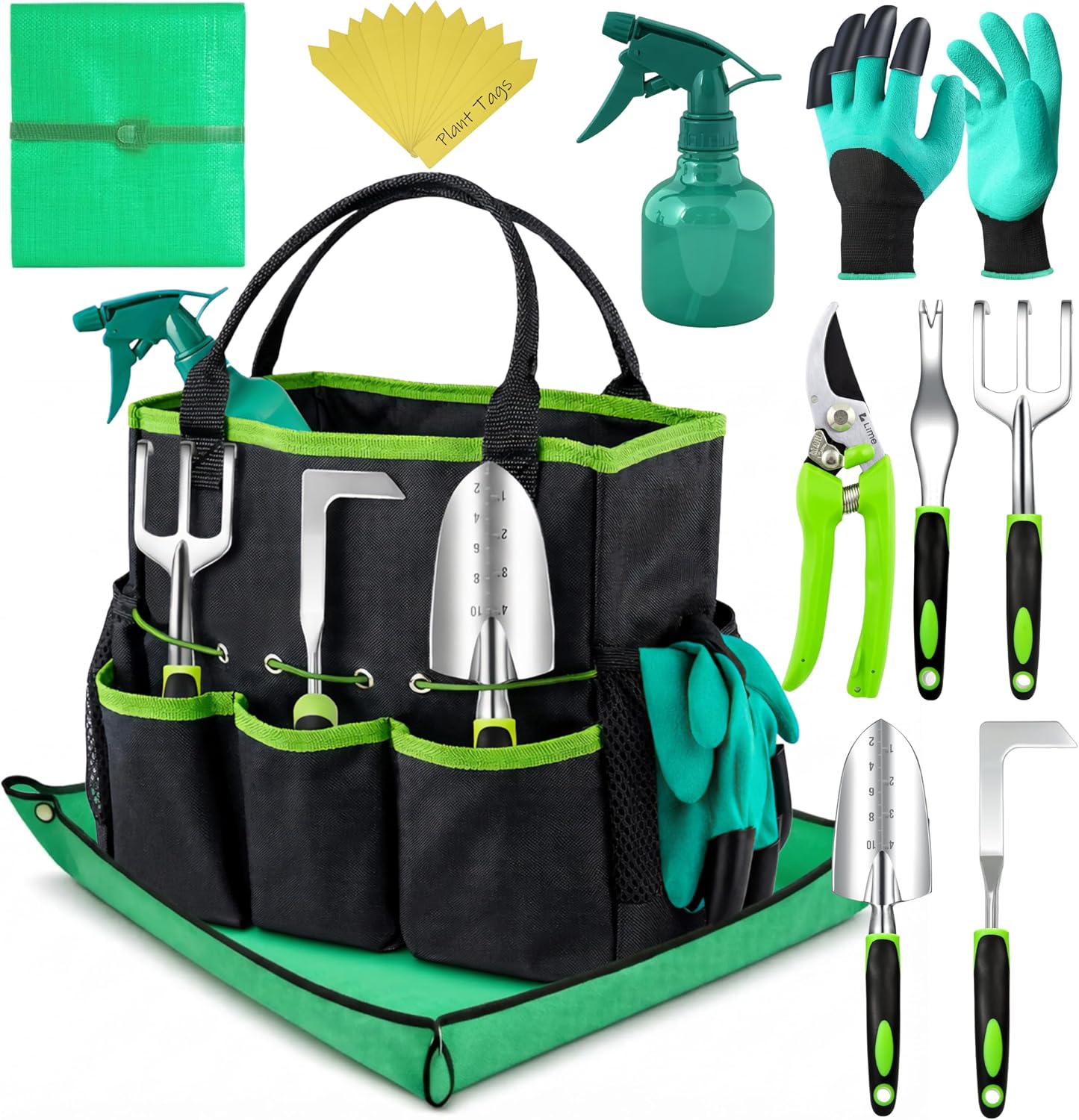 Heavy Duty Gardening Tools Set with Bag - Ergonomic Aluminum Alloy Garden Tools for Women and Men